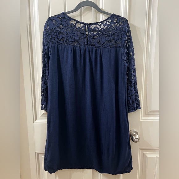 Lace Navy Blue, lined above knee shift dress - Picture 3 of 4
